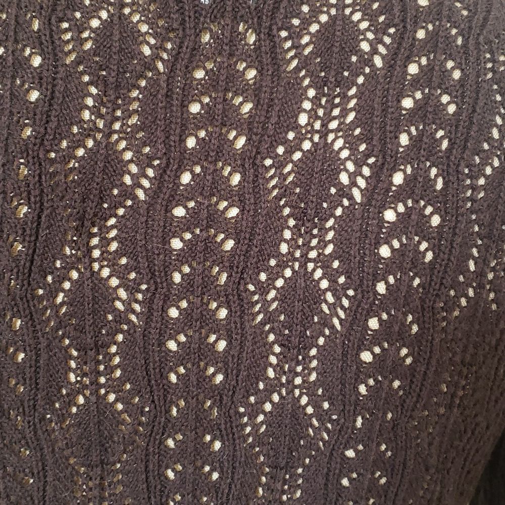 Vintage Gray Crochet Swing Cardigan Cropped Bell Quarter Sleeve Sweater • Small - Picture 16 of 16